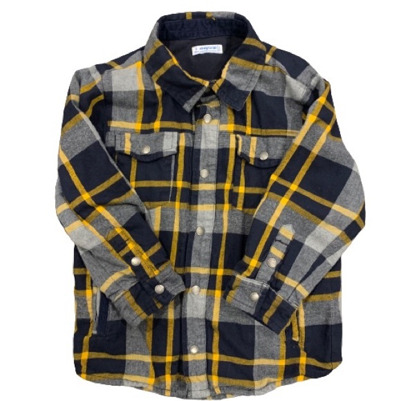 Mayoral Lined Flannel Button Down Size 3 - Picture 1 of 6